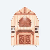 Aperturee Aperturee Rustic Wooden House Barn Door Arch Party Backdrop